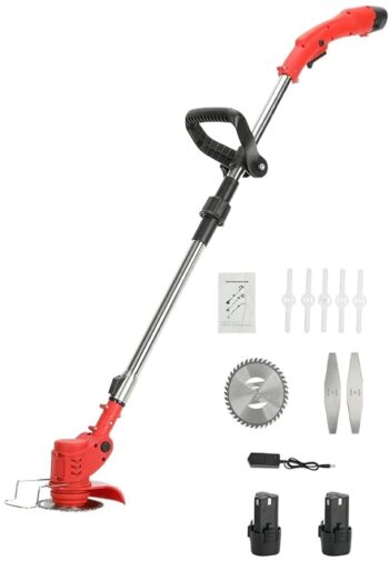 KROST Cordless Brush Cutter 12V Dual Batteries, Extendable Rod Grass Trimmer, Lawn Mower, Rice/Wheat Cutter, Hedge Trimmer