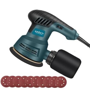 KROST Random Orbital Sander 350W, Copper Armature, Disc dia 125mm, 12000RPM with Variable Speed Control and Dust Collection – Corded Electric