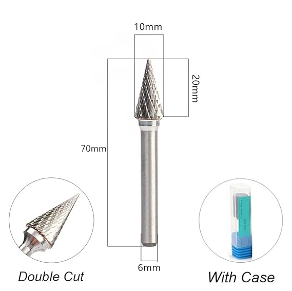 10Pcs Tungsten Carbide Double Cut Rotary Point Burr 1/8" 3*6mm Shank Rotary Tools Die Grinder Mata Korek Porting Besi I.244132480