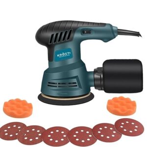 KROST Random Orbital Sander 350W, Car Polisher, Copper Armature, Disc dia 125mm, 5000-12000RPM with Variable Speed Control and Dust Collection – Corded Electric