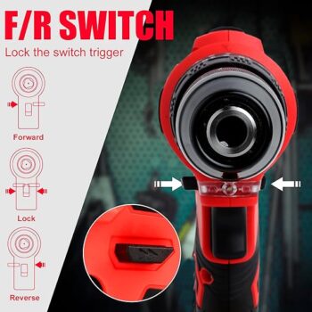KROST-X-SERIES 550NM Brushless Cordless Impact Wrench Kit, Double Li-Ion Batteries,Auto Stop Function, Forward/Reverse Rotation with Sockets Drill Chuck & Adapter - Image 3