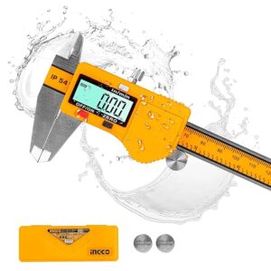 INGCO Digital Caliper,6″ Measuring Tool,IP54 Waterproof Protection,Metric and Inch Conversion, Large LCD Screen,HDCD28150