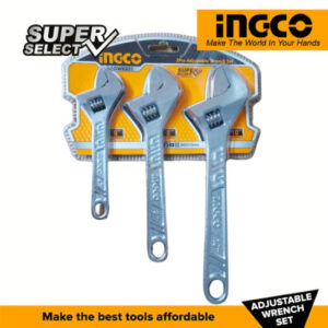 Ingco 3 Pcs Carbon Steel Adjustable Wrench Set, HADWK031