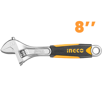 HADW131088 INGCO Industrial Adjustable Wrench CR-V style two tone soft handle