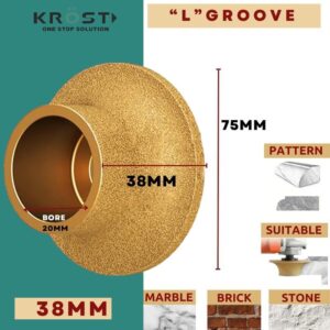 KROST Diamond Marble Moulding Blade Brazing Granite Moulding Wheel,38mm L-Shape Inner Grove Marble Moulding Blade,Profile Wheel For Marble, Granite,Stone (38mm)