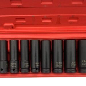 KROST 1/2-Inch Drive Metric Deep Impact Socket Set, Cr-V6, 10pc Sockets (10mm-24mm)