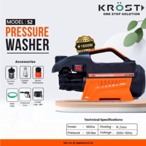 KROST 1800 Watt, Pressure 180 BAR Washer High Pressure Pump, Flow Rate 7L/Min, Heavy Duty Deep-Cleaner Washing Machine for Cars, Bikes, Floor & Home | Copper Winding (S2)