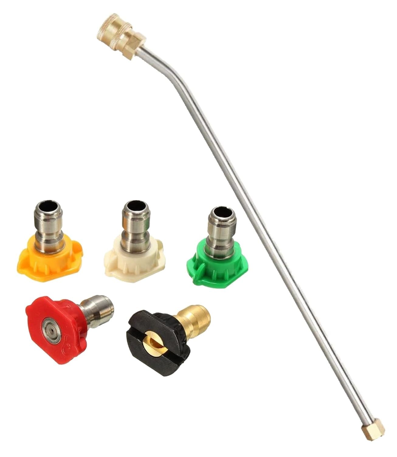 KROST Pressure Washer 20" Extension 30 Degree Bend Rod with 1/4 Quick Connector/Pressure Washer Spray Wand, with 5 PCS Multiple Degree Washer Spray Nozzle Tips