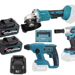 KROST 36V Cordless Hammer Impact Drill 100pc Kit Dual Speed Keyless Chuck Drill |Cordless Drill Kit | Drill Driver | Screwdriver with 2 Batteries, Variable Speed and Torque Setting (25+3). (Combo Kit)
