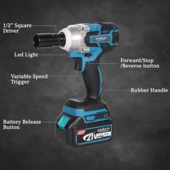 KROST PRO Series Combo Kit, Cordless Hammer Drill, Cordless Angle Grinder, Cordless Impact Wrench, Brushless Motor, With 2 pcs 5.0Ah Batteries and Fast Charger