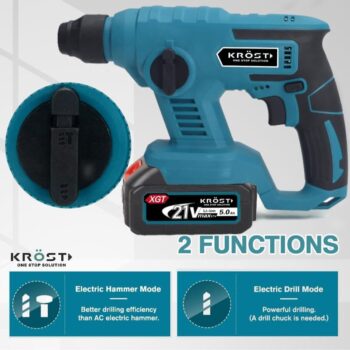 KROST PRO Series Combo Kit, Cordless Hammer Drill, Cordless Angle Grinder, Cordless Impact Wrench, Brushless Motor, With 2 pcs 5.0Ah Batteries and Fast Charger
