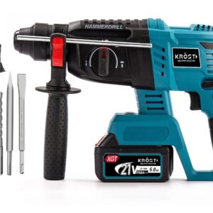 KROST PRO Series Cordless Rotary Hammer, Brushless Motor 5100 BPM, 4 Mode Operation 1200RPM With Drill Bits And Chisel, Demolition Hammer, Sds Plus Chuck