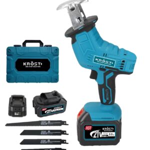 KROST PRO Series 21V (37V Max) Cordless Reciprocating Saw | Sabre Saw Machine | Wood/Metal Cutting Machine. (Double Battery)