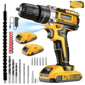 KROST Cordless Hammer, Impact Drill Machine Kit | 50 Nm Torque | 2 Seed Mode | 3 Mode Setting | Forward And Backward | LED Light | 2.0Ah Battery | Fast Charge