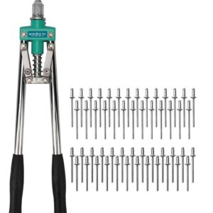 KROST 17″ Non Slip Double Handle Rivet Gun With Pop Rivets, Hand Pull Riveter Nail Gun, Manual Pull Rivet Pliers and 100 nos of Assorted Blind Rivet