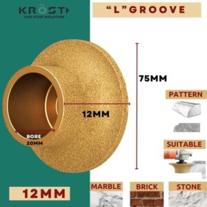 KROST Diamond Marble Moulding Blade Brazing Granite Moulding Wheel,12mm L-Shape Inner Grove Marble Moulding Blade,Profile Wheel For Marble, Granite,Stone (12mm)