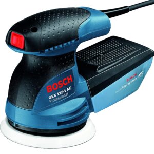 Bosch GEX 125-1 AE Heavy Duty Electric Random Orbit Sander, 250W, 12,000 rpm, 24,000 opm, 125 mm Pad Dia., Hook-and-Loop Fastening,1.3 kg + Microfilter box & Bosch Sanding Disc, 1 Year Warranty