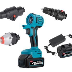 KROST Cordless Drill Kit – 21V(37V MAX) Electric Drill Tool Combo 3-In-1 Multi-Head Power with 2Pcs Lithium-Ion Batteries and Storage Box, Combo Kit Tool