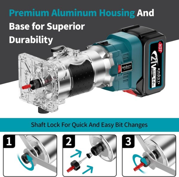 KROST PRO Cordless Palm Router 21V Brushless with 6 Speeds