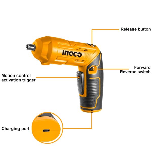 4V Cordless Screwdriver Set – USB Rechargeable, 4 Torque Settings, LED Light, 12-Piece Accessory Kit