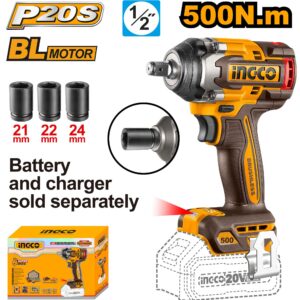 Ingco 1/2 inch (12.7 mm) 500 Nm Cordless Impact Wrench, CIWLI20501 Without Battery And Charger