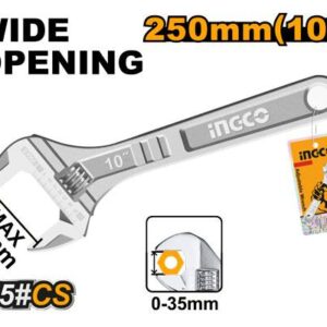 Ingco HADW131102 Adjustable Wrench – 10″, Clamp Size: 0-30mm