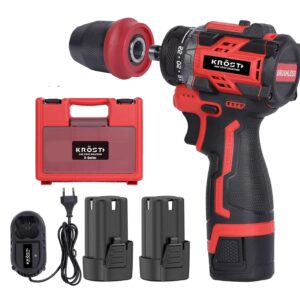 KROST-X-SERIES Brushless Cordless 18V Drill 2 IN 1 Removable Metal Drill Chuck – Torque Screwdriver Keyless Drill Chuck 2pcs 18V Li-Ion Batteries