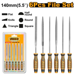 Ingco HKTF63 6-Piece File Set, 140mm Length, 3mm Diameter
