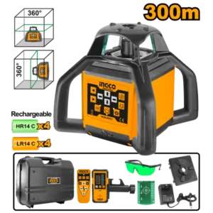 Ingco HLRL30051 Self-Leveling Rotary Laser Level - Green Laser Beams, 300m Outdoor Range