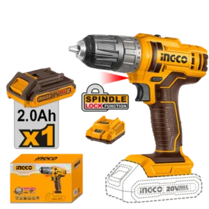 Ingco CDLI200518 20V Cordless Drill - 45Nm Torque, 2-Speed Gear, LED Work Light