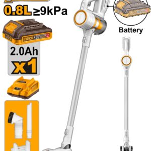 Ingco CVLI2006 20V Lithium-Ion Cordless Vacuum Cleaner with Accessories