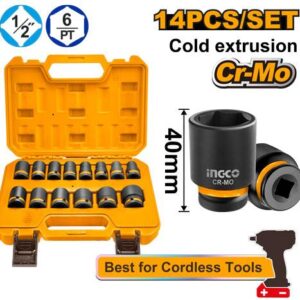Ingco HKISSD12141 14 Pcs 1/2″DR. Impact Socket Set