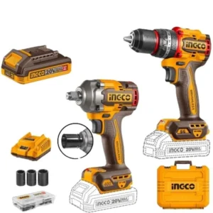 Ingco 2 Pcs 20V 400Nm Cordless Impact Drill & Wrench Combo, CKLI20275