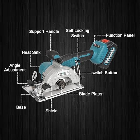 KROST 5" Cordless 37V Brushless Motor Marble Cutting Machine | Ceramic, Tile,Stone, Woodworking Electric Circular Saw | Portable Saw. (Cordless 5" Wood/Marble Cutter Long Body) - Image 2
