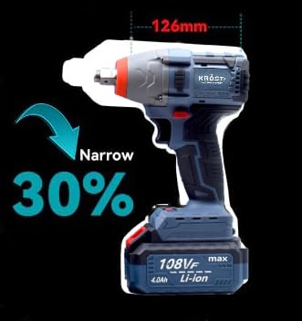 KROST ECO Series 380NM Brushless Round Cordless Impact Wrench Kit, 21V Double Li-Ion Batteries,Auto Stop Function, Forward/Reverse Rotation 4.0mAh Battery | Fast Charger(Impact Wrench) - Image 7
