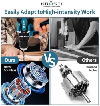 KROST PRO Series Multi-Use Combo Kit, Cordless Impact Drill, Angle Grinder, Impact Wrench,Rotary Hammer,Chainsaw,Pruning Shear, Brushless Motor with 2 pcs Batteries and Fast Charger - Image 7