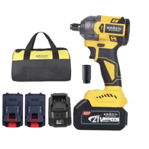 KROST Pro Series 500NM XR Torque Cordless Brushless Impact Wrench, Super Compact,Auto Stop Function, Forward/Reverse Rotation (Double Batteries)