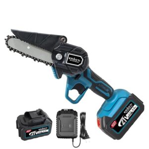 KROST PRO Series 21V(37V Max) 6" Cordless Chainsaw, 100mm Max Cutting Dia. Brushless Cordless Portable Chainsaw, Pruning Shears Chainsaw for Tree Branch Wood Cutting (Double Battery)