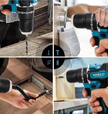 KROST PRO Series Multi-Use Combo Kit, Cordless Impact Drill, Angle Grinder, Impact Wrench,Rotary Hammer,Chainsaw,Pruning Shear, Brushless Motor with 2 pcs Batteries and Fast Charger - Image 5
