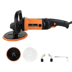KROST PRO 7" Car Polisher Machine Combo With Backup Pad And Wool Buffing Pad Double Insulated With Speed Adjustment,Copper Winding (KROST PRO)
