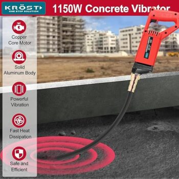 KROST 1150W Extensive 35 mm Concrete Vibrator Drill Needle 13000 Vibrations per Minute (1150W+1.5mtr+2mtr Needle)