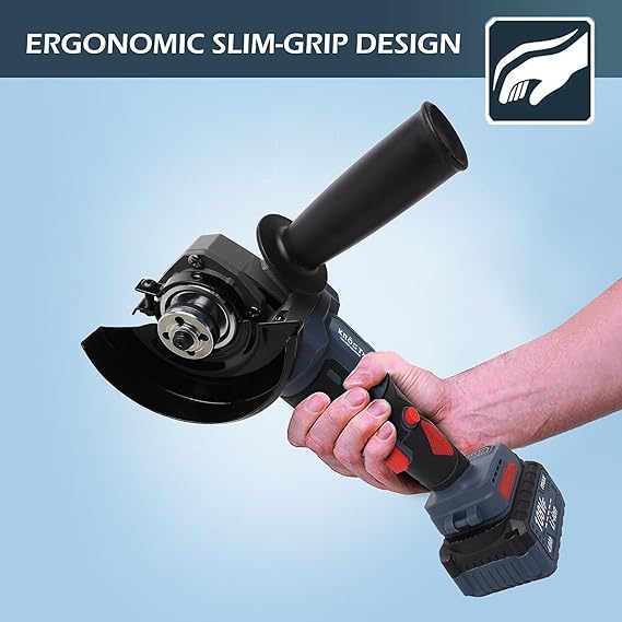 KROST ECO Series 21V Brushless Cordless Angle Grinder 115mm with 4.0Ah Li-ion Double Battery With Smart Variable Speed Control & Battery Indicator - Image 5