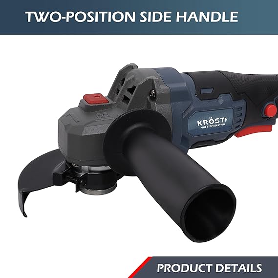 KROST ECO Series 21V Brushless Cordless Angle Grinder 115mm with 4.0Ah Li-ion Double Battery With Smart Variable Speed Control & Battery Indicator - Image 7