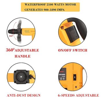KROST Waterproof Demolition Hammer 11Kg, 2100W, Copper Armature With 6 Months Warranty Breaker, Chiseling, Pointed And Flat Chisel Bits (11kg) - Image 5