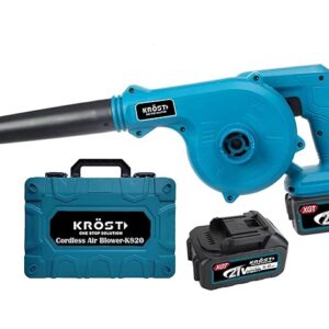 KROST PRO Series K820 Heavy Duty Cordless Air Blower & Mini Vacuum Cleaner Suction | 21 Volts(37v MAX) | 19000 RPM | 2.8m³/Min Airflow | 5.0mAh Battery & Fast Charger (Double Batteries)