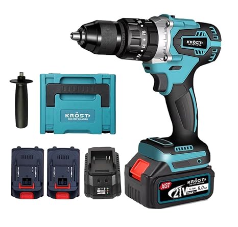 KROST PRO 21V/37V Cordless Hammer Drill Machine with Dual Batteries And Fast Charger