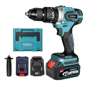 KROST Pro Series Cordless Brushless Hammer Drill Machine, 21V(37V MAX)13mm Metal Chuck With 1x5.0Ah Li-ion Batteries And 1pc Fast Charger (Single Battery Combo)