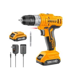 INGCO CDLI1221 Lithium-ion Cordless Drill 2 Speed Gear 15+1 Torque Settings 1.5 Ah Battery Cr-V Bit Grip Handle Compact Kit for Drill Wood Metal Home Improvement & Industrial Use
