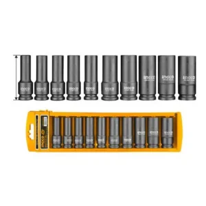 INGCO 10pcs 1/2″ Deep Impact Socket Set, Cr-Mo Material (HKISSD12102L)