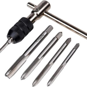 KROST 6Pcs Taps & T-Handle Wrench Threading Tool Tungsten Carbide Tap Die Screw